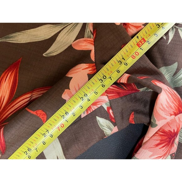 Tommy Bahama Hawaiian Brown Floral Silk Stretch Pants Zip Sz 12 Tropical - Picture 9 of 11